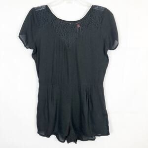 Therapy Short Sleeve Black Lace Romper Size S